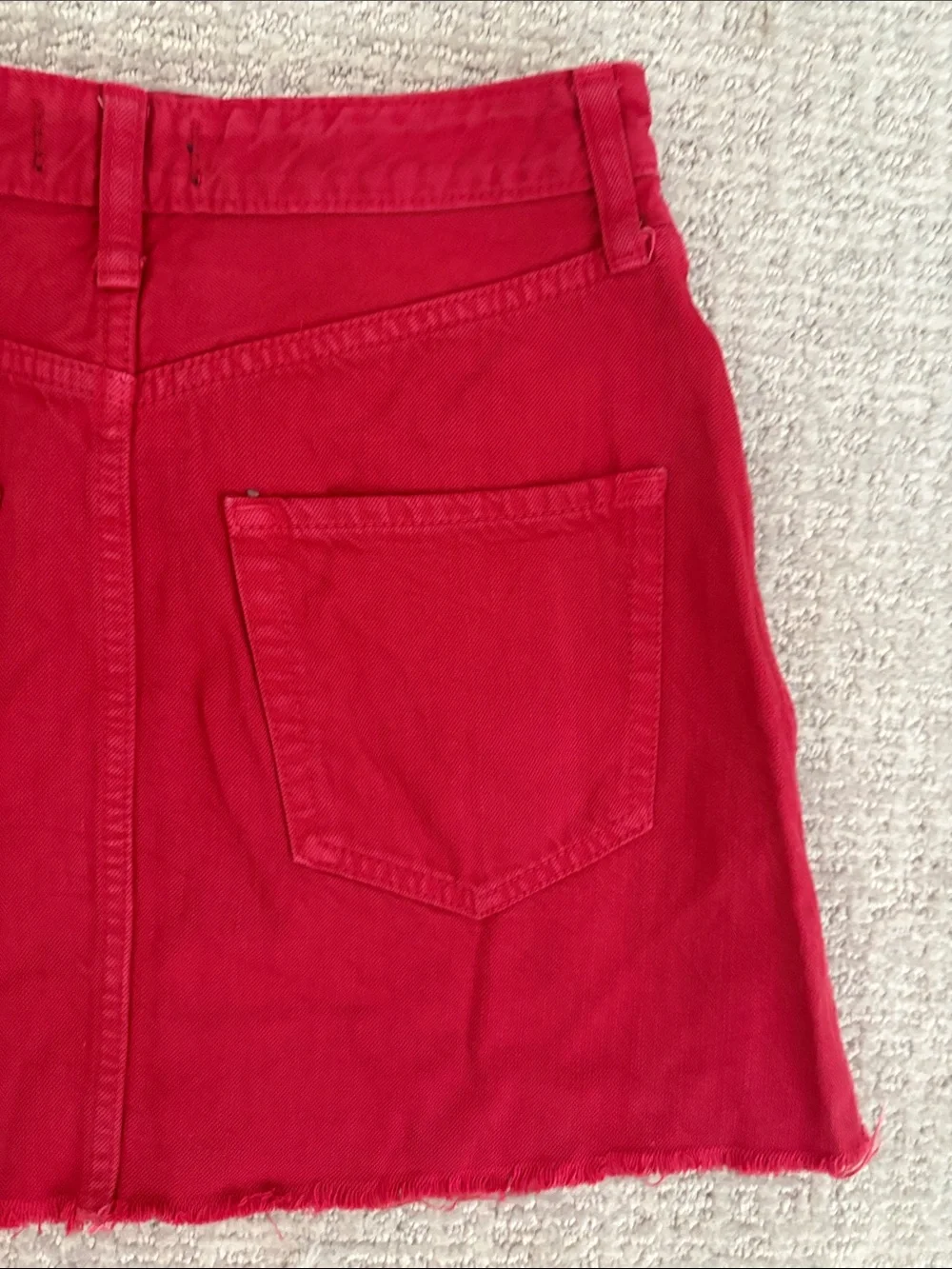 Abercrombie & Fitch Bright Red Denim Mini Skirt